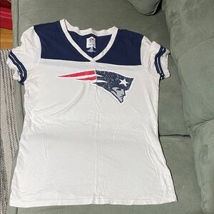 New England Patriots  Navy and White V-Neck